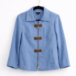 Worth NY Sky Blue Jacket with Half Sleeves and Gold Hardware Size 8